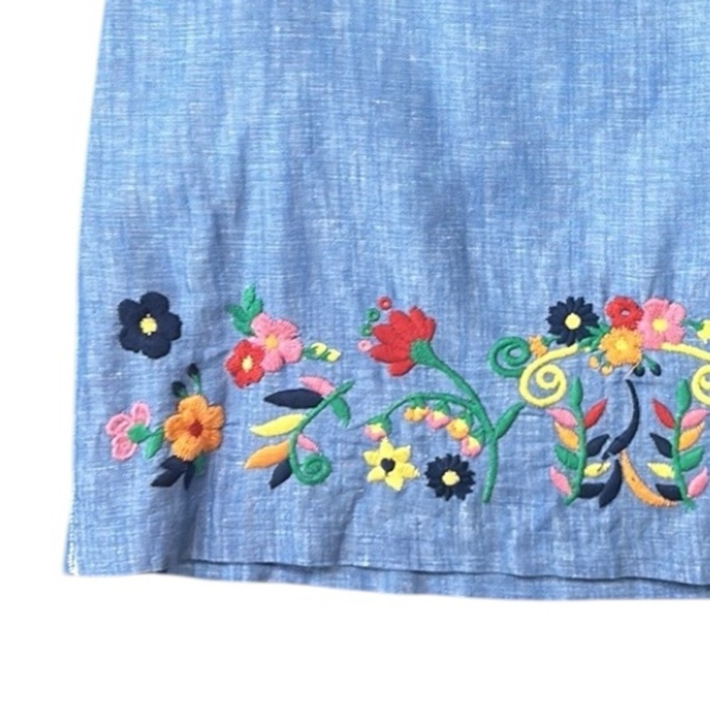 Talbots Embroidered Linen A-Line Skirt Size 8 - Picture 5 of 11